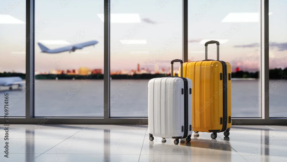 Suitcases at an airport gate