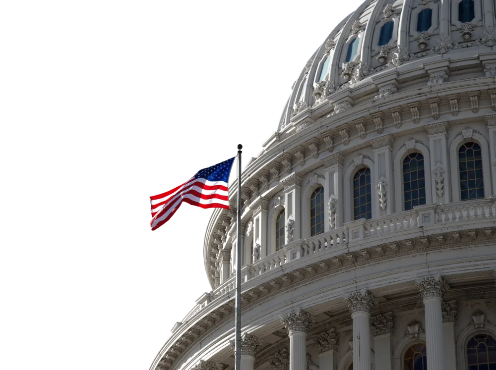 US Capitol with American flag